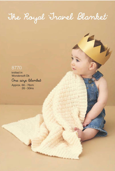 Stylecraft Wondersoft D/K Royal Baby Sleeping Bag & Blanket Knitting Pattern 8770