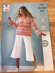 King Cole Calypso Double Knit Ladies V Neck Sweater Pattern 5406
