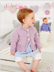 Stylecraft Lullaby D/K Cardigans with Lacy Hearts Knitting Pattern 8980