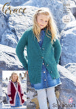 Stylecraft Grace Aran Girls Cardigan Knitting Pattern 9933