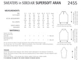 Sirdar Supersoft Aran Sweater Knitting Pattern Sizes 2-13yrs 2455