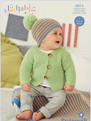 Stylecraft Lullaby D/K Jacket, Hat & Blanket Knitting Pattern 8974