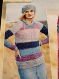 Stylecraft Batik Swirl D/K Ladies Round Neck Cardigan & Sweater Knitting Pattern 9536