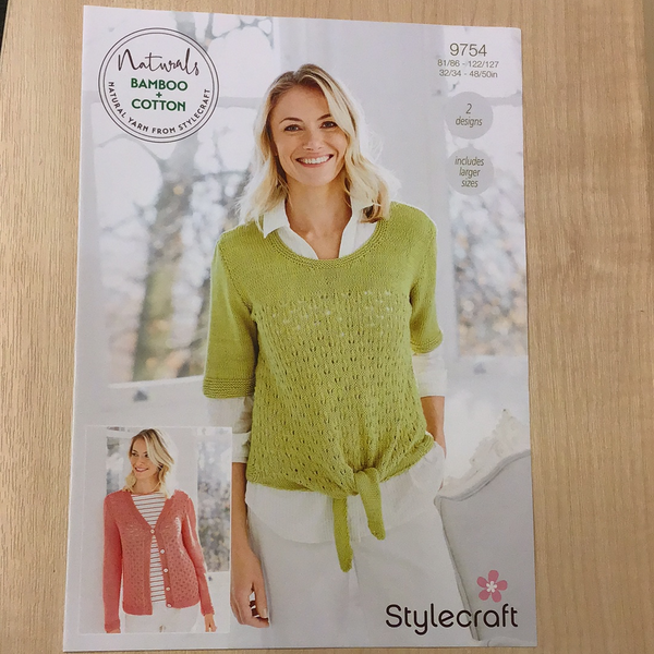 Stylecraft Naturals Bamboo & Cotton Ladies Knitting Pattern 9754