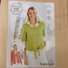 Stylecraft Naturals Bamboo & Cotton Ladies Knitting Pattern 9754