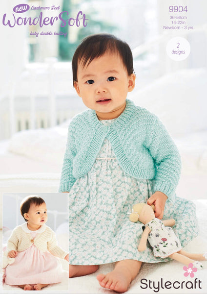 Stylecraft Wondersoft Baby D K Bolero Knitting Pattern 9904