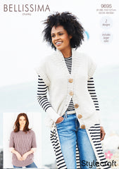 Stylecraft Bellissima Chunky Ladies Sweater and Waistcoat Knitting Pattern 9695