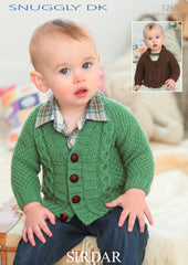 Sirdar Snuggly Double Knit Boys Cable Cardigan Knitting Pattern 1265