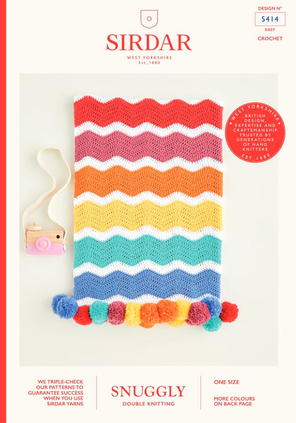 Sirdar Snuggly Double Knit Crochet Baby Blanket Pattern 5414