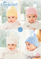 Stylecraft Wondersoft 3ply Baby Hats Knitting Pattern 9913