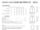 Sirdar Snuggly Baby Crofter 4ply Cardigan Knitting Pattern 4819