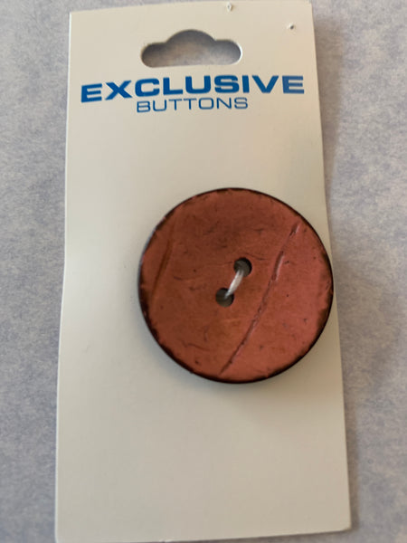 Wooden Deep Pink 30mm Natural Wood Button (060)