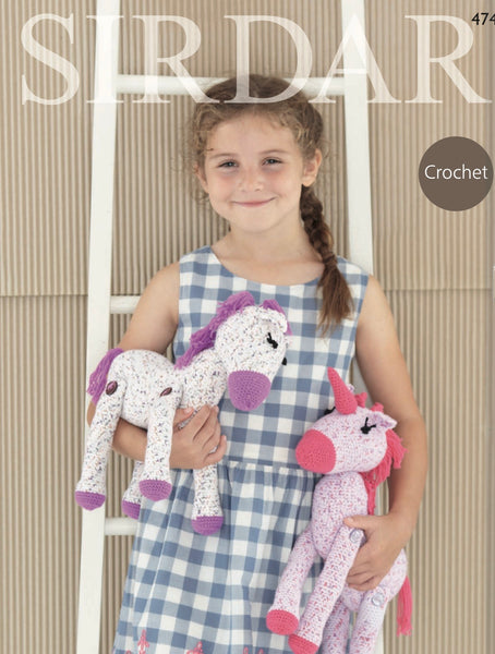 Sirdar Snuggly Spots D/K Crochet Horse and Unicorn Toy Pattern 4746