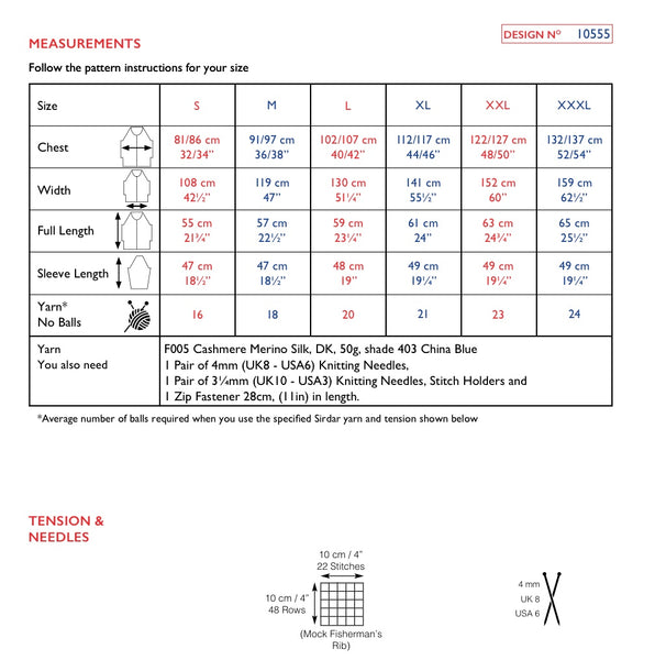 Sirdar D/K Zip Neck Sweater Knitting Pattern 10555