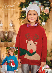 Stylecraft Childs Christmas Sweater Knitting Pattern 9204