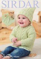 Sirdar Supersoft Aran Sweater and Blanket Knitting Pattern 4829