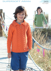 Sirdar Supersoft Aran Sweater Knitting Pattern Sizes 2-13yrs 2455