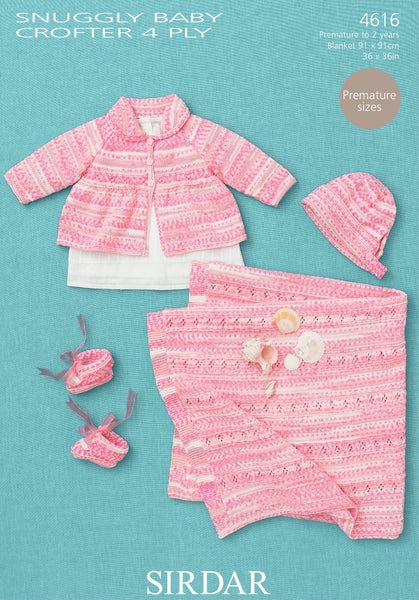 Sirdar Snuggly Baby Crofter 4ply Coat and Blanket Knitting Pattern 4616