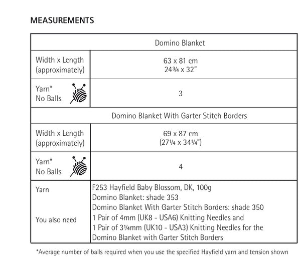 Hayfield Baby Blossom D/K Knitted Domino Blanket Pattern 5355