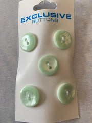 Exclusive 5 x 12mm Shiny Mint Green 2 Hole Buttons (679)