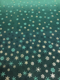 Makower Green Ombré Fabric with Snowflakes