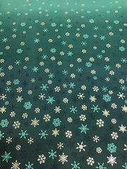 Makower Green Ombré Fabric with Snowflakes