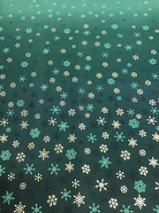 Makower Green Ombré Fabric with Snowflakes