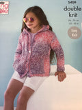 King Cole Calypso Double Knit Girls Cardigan & Hoodie Knitting Pattern 5409