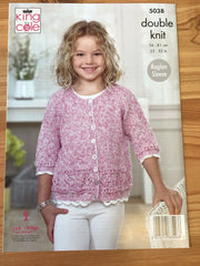 King Cole Calypso Double Knit Girls Cardigan and Top Knitting Pattern 5038