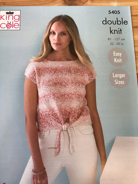 King Cole Calypso Double Knit Ladies Short Sleeve Tops Pattern 5405