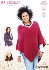 Stylecraft Bellissima Chunky Ladies Poncho, Sweater & Hat Knitting Pattern 9694