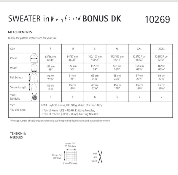 Hayfield Bonus D/K Ladies Lacy Sweater Knitting Pattern 10269