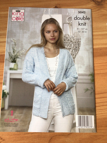 King Cole Calypso Double Knit V neck Top & Cardigan Pattern 5042