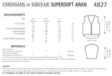 Sirdar Supersoft Aran Cardigan Knitting Pattern 4827