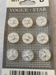9 x 9mm White Star Design Baby Buttons (017)