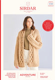 Sirdar Adventure Super Chunky Cable Edge to Edge Jacket Knitting Pattern 10185