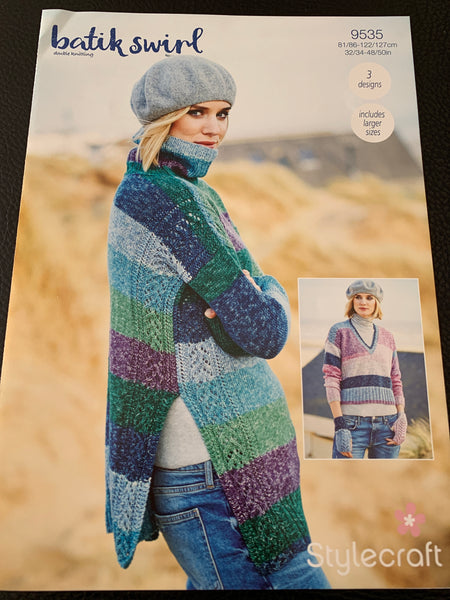 Stylecraft Batik Swirl D/K Ladies Tunic Knitting Pattern 9535