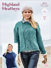 Stylecraft Highland Heathers Aran Ladies Sweater Knitting Pattern 9874