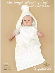 Stylecraft Wondersoft D/K Royal Baby Sleeping Bag & Blanket Knitting Pattern 8770
