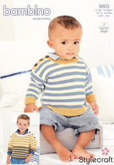 Stylecraft Bambino D/K Boys Round Neck Sweater Knitting Pattern 9603