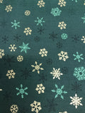 Makower Green Ombré Fabric with Snowflakes