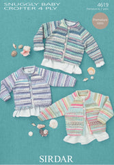 Sirdar Snuggly Baby Crofter 4ply Girls Cardigans Knitting Pattern 4619