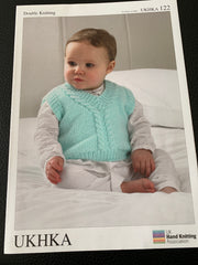 Baby Double Knitting Cable Tank Tops And Cardigan Knitting Pattern UKHKA122